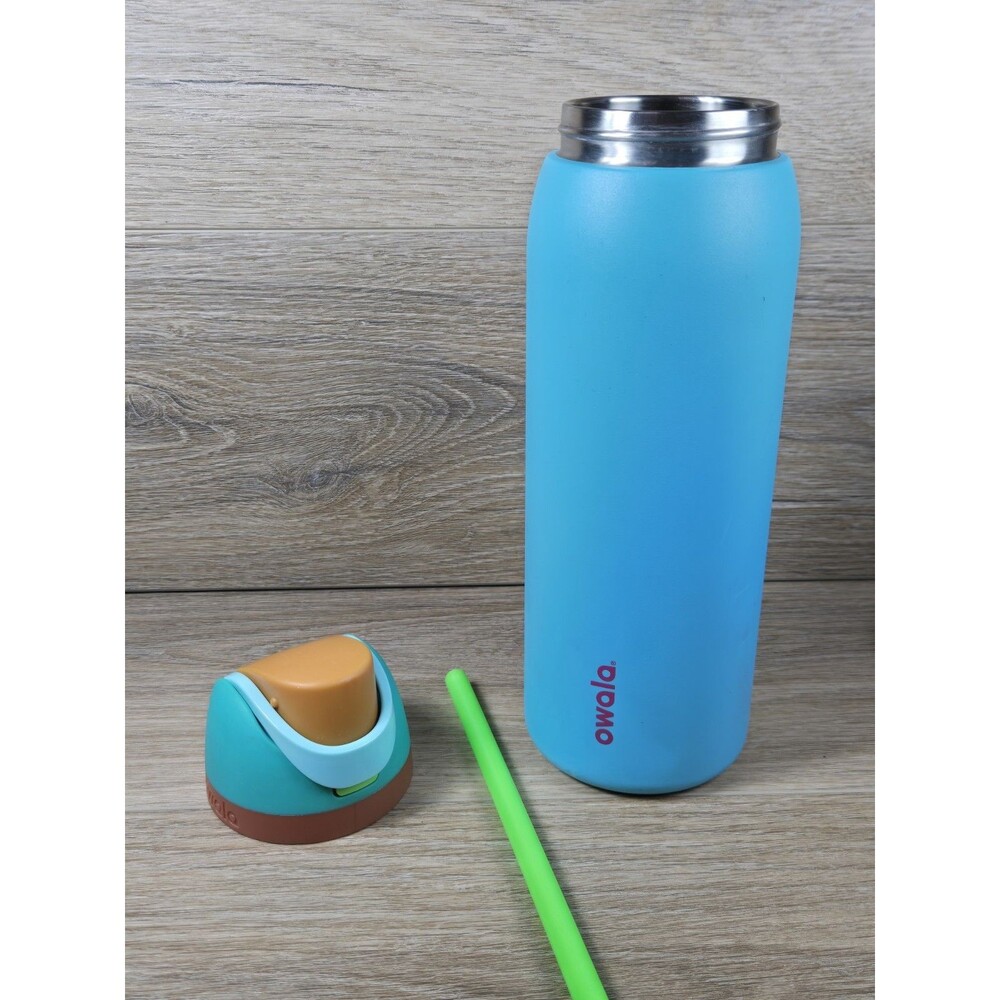 Owala 40oz Free Sip Stainless Steel Water Bottle & Straw Blue Turquoise / Brown